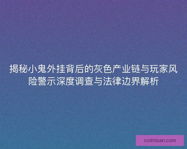 揭秘小鬼外挂背后的灰色产业链与玩家风险警示深度调查与法律边界解析